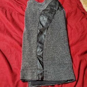 Tweed and Faux Leather Skirt